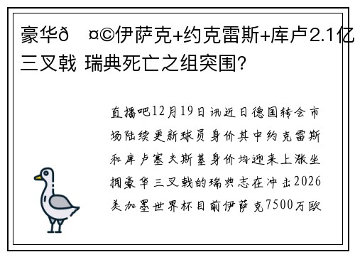 豪华🤩伊萨克+约克雷斯+库卢2.1亿欧三叉戟 瑞典死亡之组突围？
